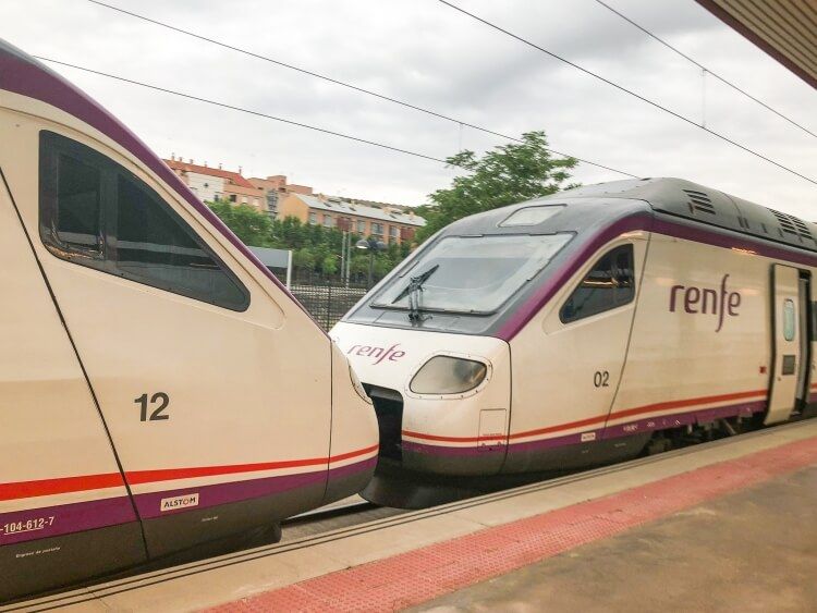 two Renfe trains in Spain on a day trip
