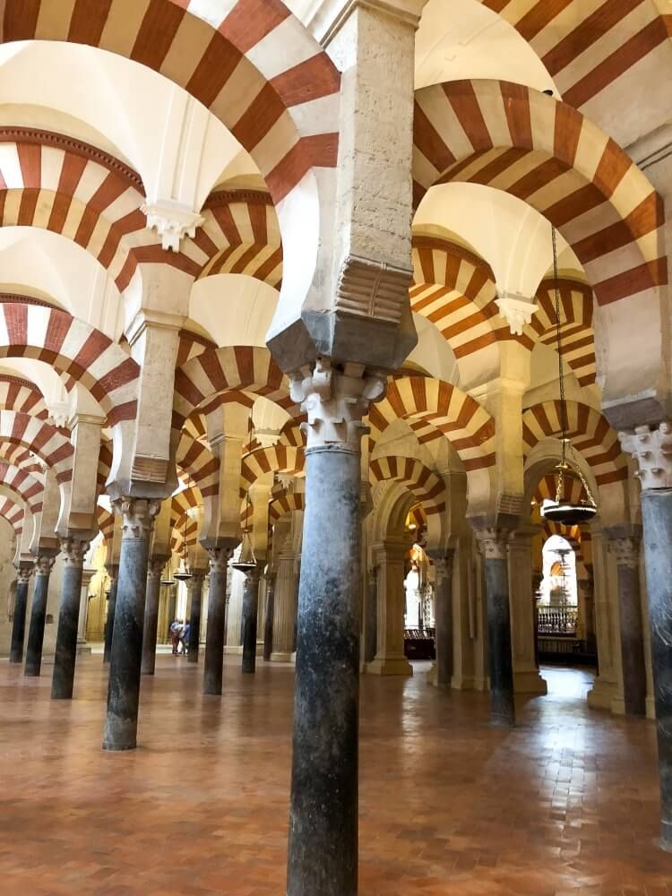 arches inside the Mezquita in Cordoba Spain