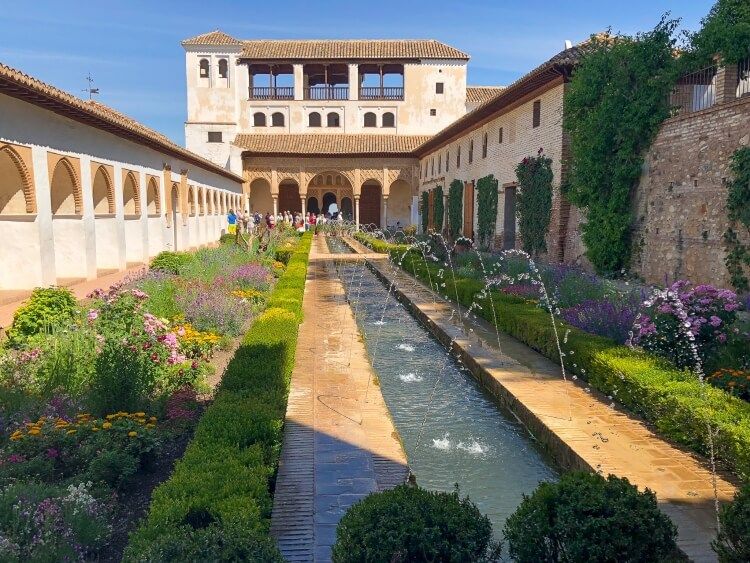 main view in the generalife gardens in the Alhambra