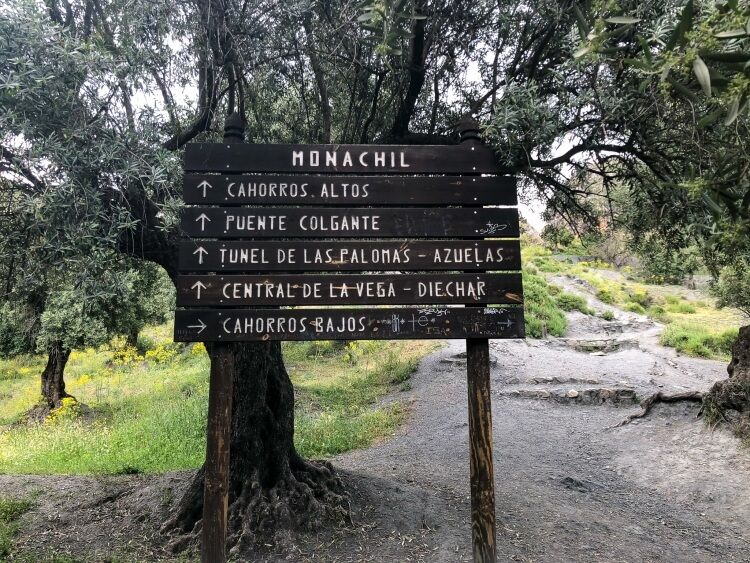 sign for Monachil and other places