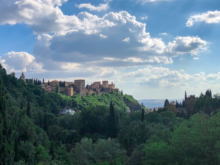 view of Alhambra from Sacromonte in granada Spain