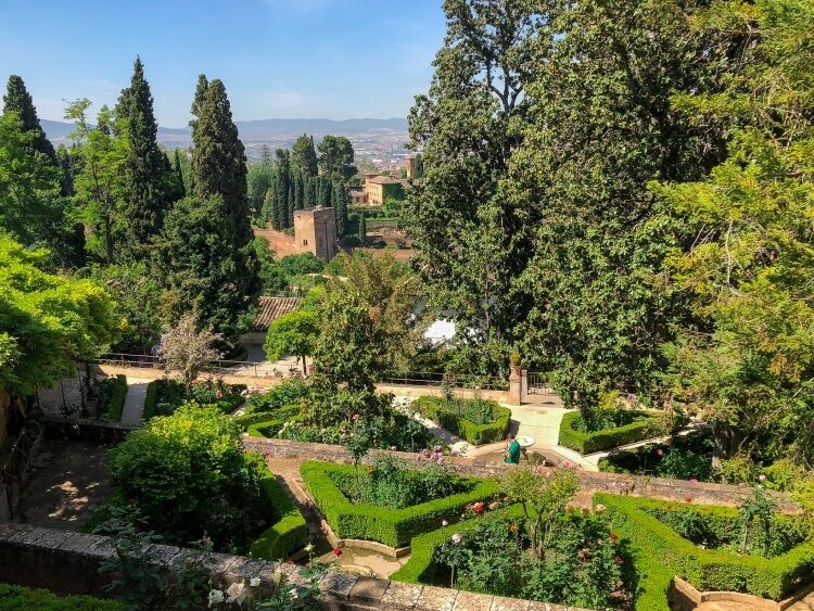 View of the many gardens in gardenlife at the Alhambra