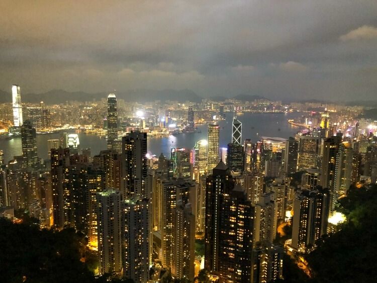 Hong Kong illuminated at night from Victoria peak
