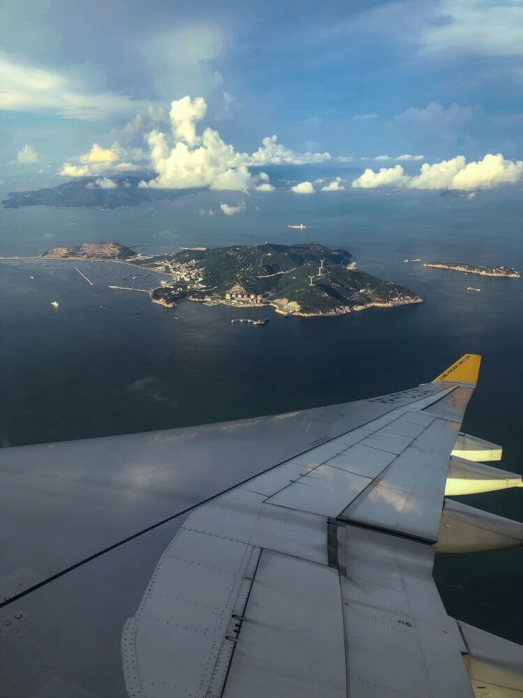 Hong Kong island from an airplane window