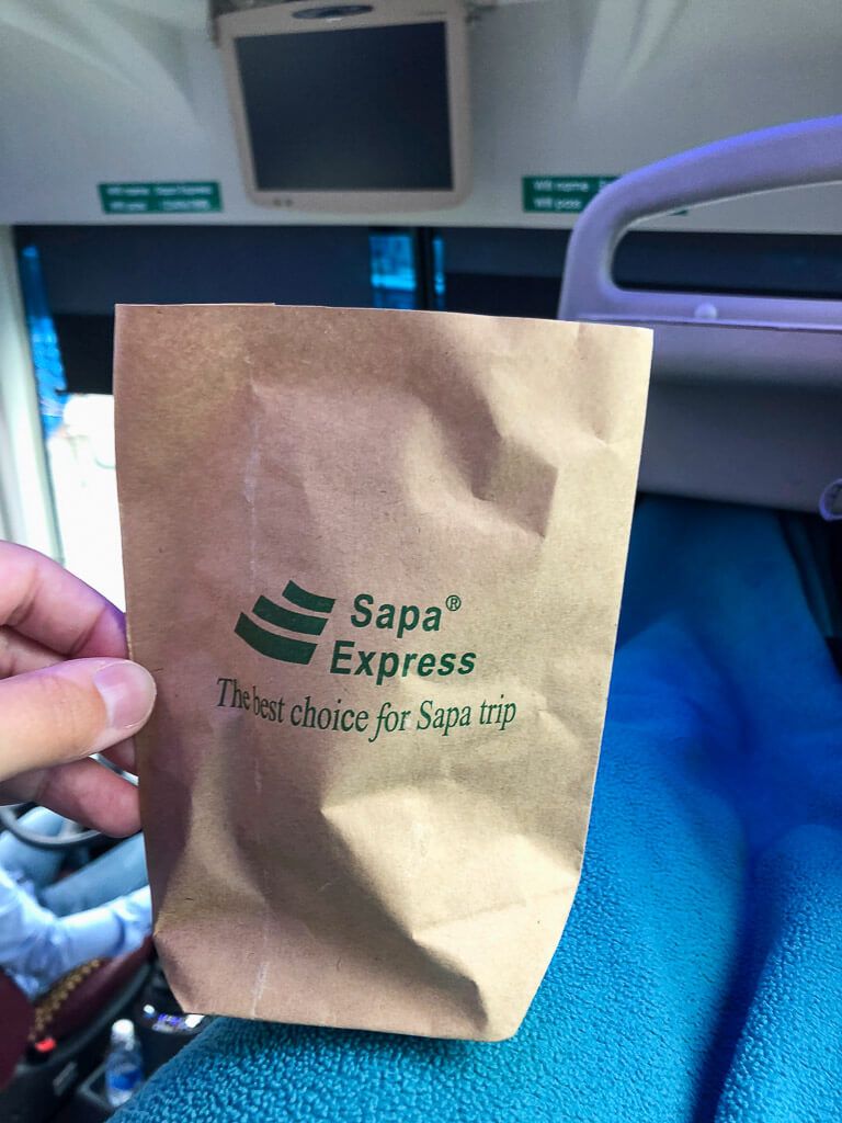 Snacks on Sapa Express sleeper bus