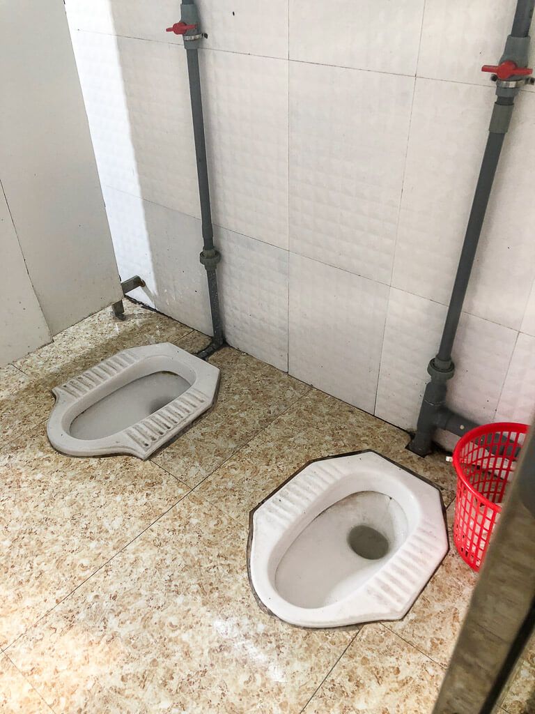 Toilets at service station in Vietnam