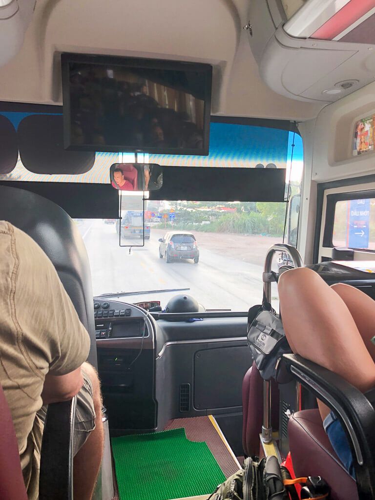 Sleeper bus in Vietnam window view