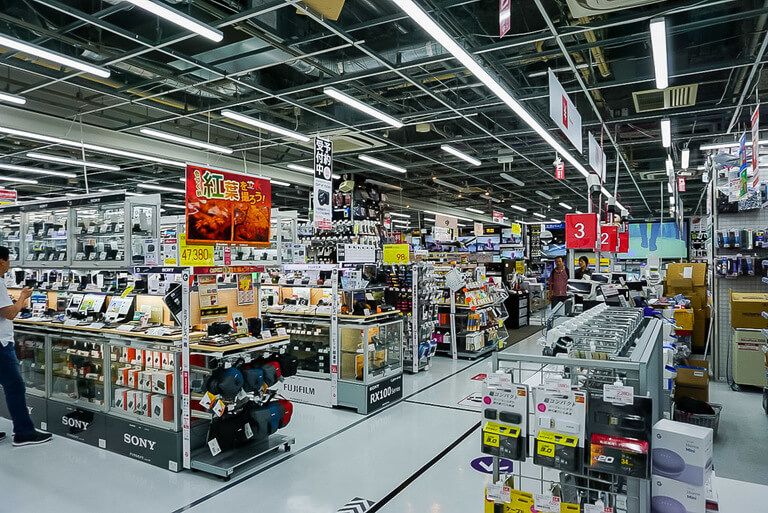 Typical shop floor in tokyo buying a camera