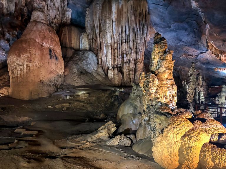 alien looking rocks inside cave Vietnam