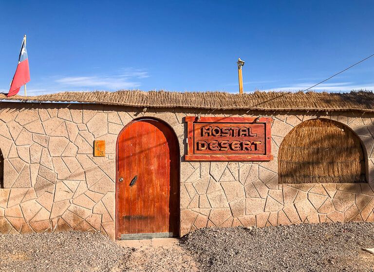 door of hostel desert on outskirts of town San Pedro