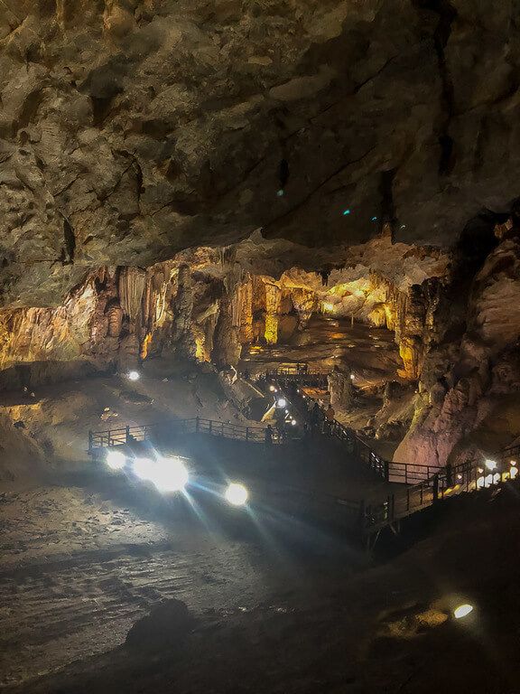 boardwalk and scale of paradise cave in Phong Nha