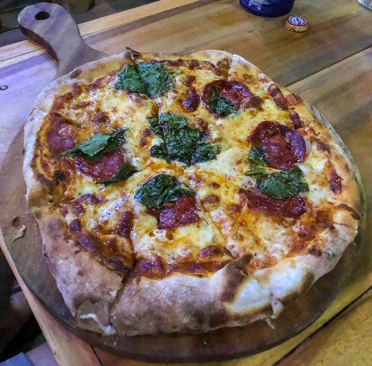 Pizza at chookies beer garden Tam Coc Ninh Binh itinerary