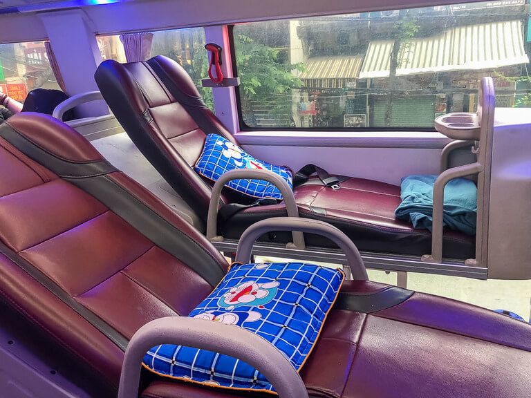 Sleeper bus interior leather reclining chairs