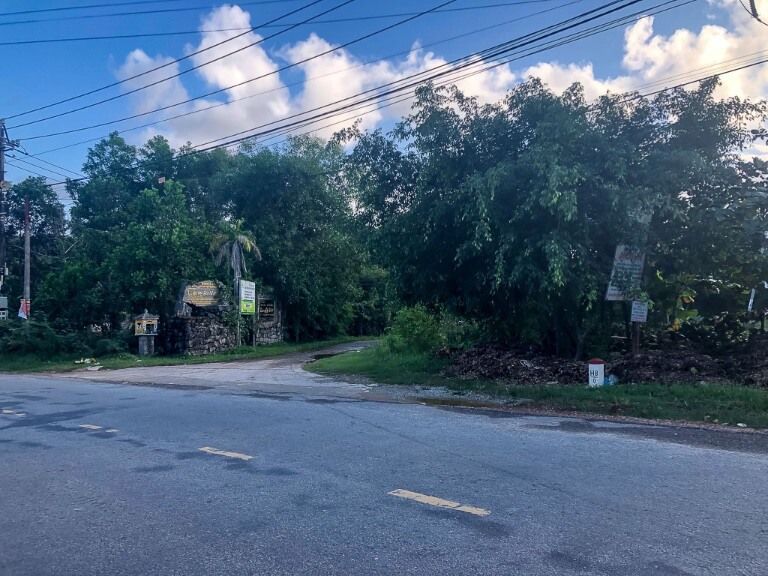 Turn right off main road and follow green signs to abandoned water park