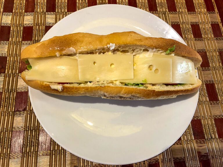 Incredible banh mi sandwich with cheese