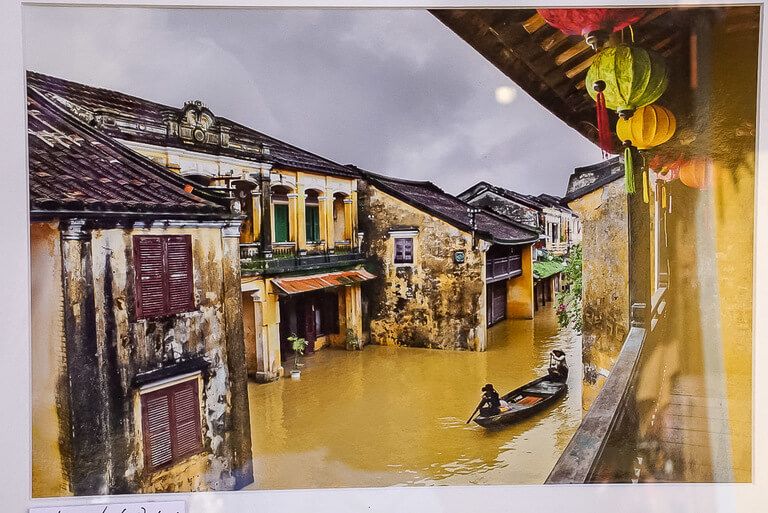 Photograph of a photograph in Hoi An of the town flooding in rainy season