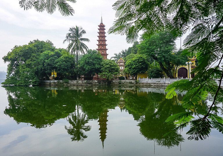Pagoda in Hanoi first stop of 3 week Vietnam Itinerary