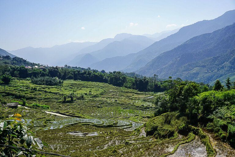 Lush green valleys in Sapa Vietnam