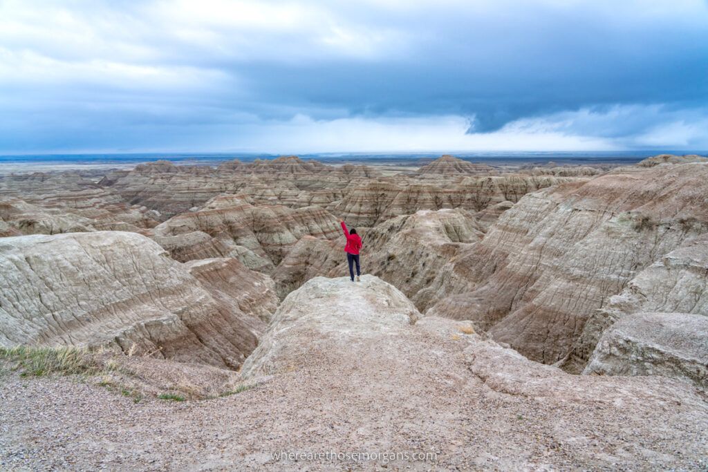 Where Are Those Morgans Badlands photograph small person surrounded by granite mounds