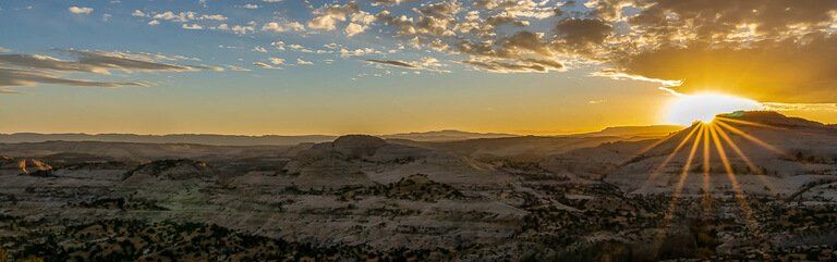 Sunset on highway 12 panorama