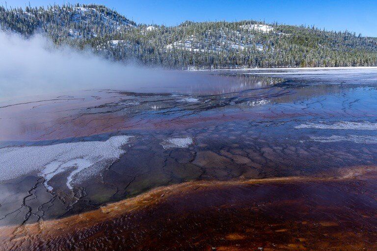 Grand Prismatic Spring amazing colors and steam