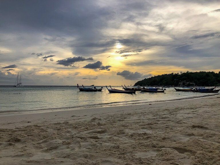 Pattaya Beach on Koh Lipe island white powdery sand just before sunset gorgeous sky