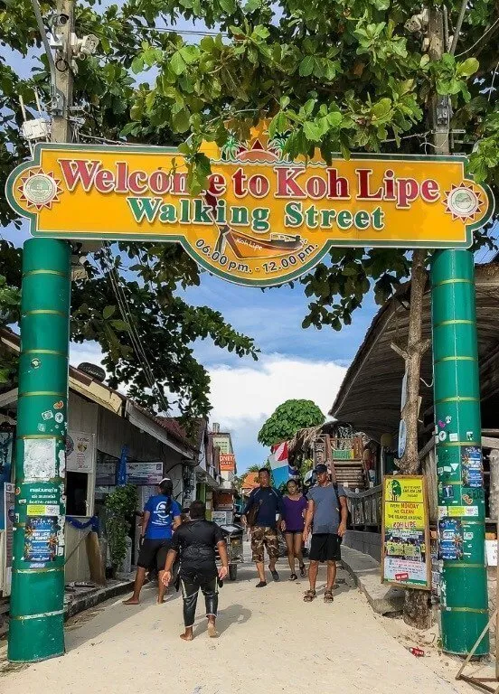 Walking street entrance sign on Pattaya Beach Koh Lipe very popular and busy street