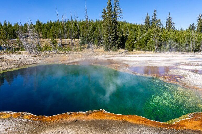 West thumb geyser basin colorful hot spring