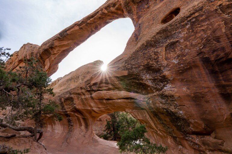 Double 00 Archwith sunburst at arches national park Moab Utah