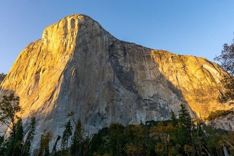 majestic El Capitan illuminated at sunset