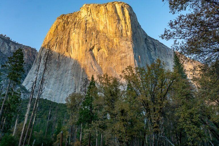front view of El Capitan at sunset