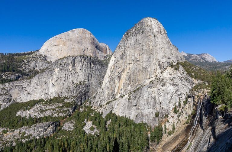 back of half dome liberty cap and Nevada Falls from John Muir trail