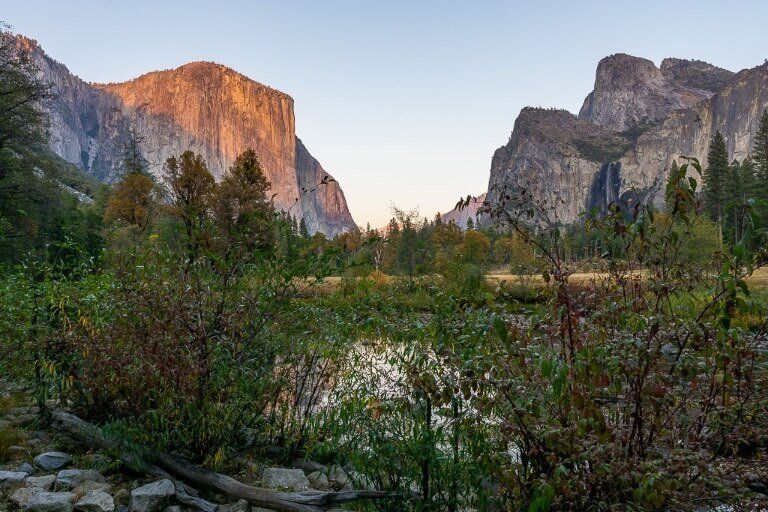 Valley view from behind reeds el cap illuminated