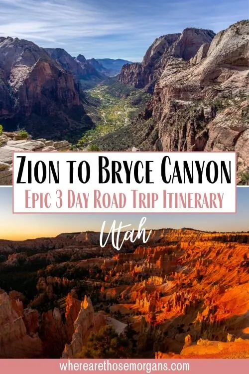 Itinerario épico de viaje por carretera de 3 días de Zion a Bryce Canyon Utah