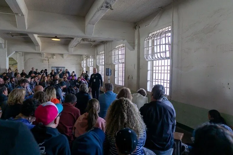 Awesome ranger talk about escape attempts on the Alcatraz tour inside the dining room