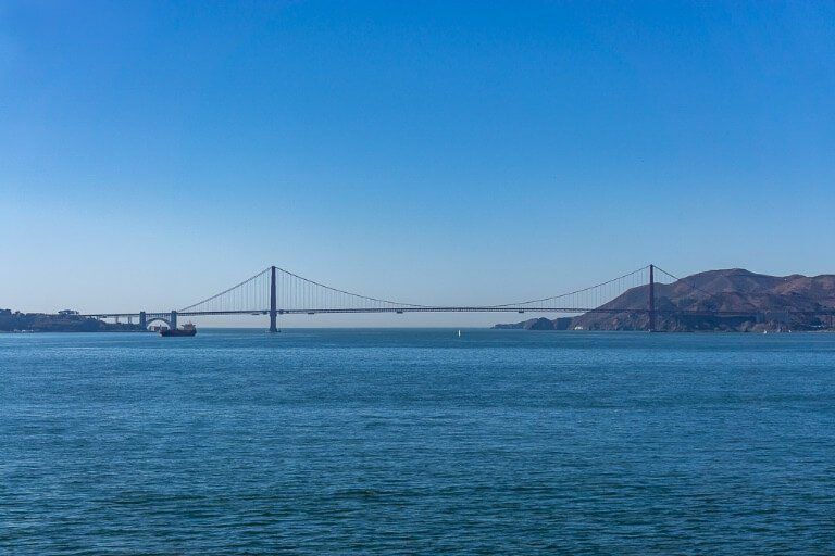 One of the best view points of golden gate bridge is from Alcatraz Island but it is a little distant