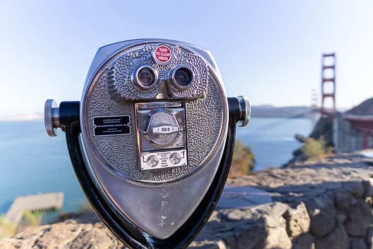 Binoculars in San Francisco looking out over the bay