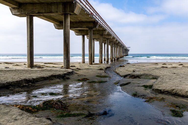 Ellen Browning Memorial Pier and beach on a slight angle