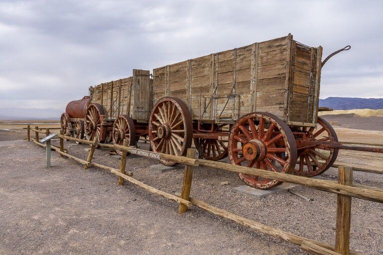 Old train and wagons harmony borax works in California