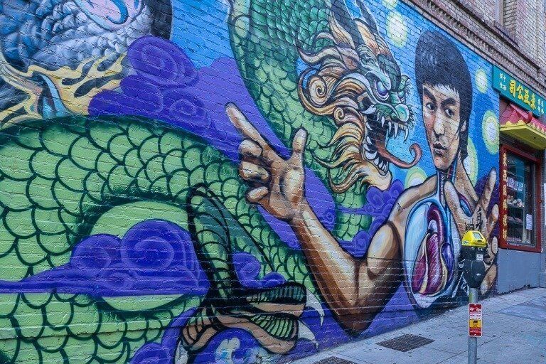 Chinatown San Francisco Bruce Lee Mural on wall