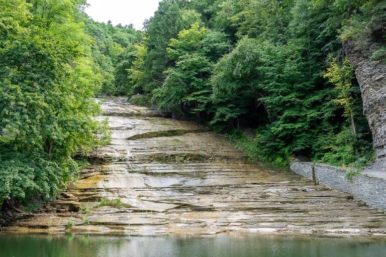 Ithaca NY State Park Buttermilk Falls Main Entrance waterfall running dry