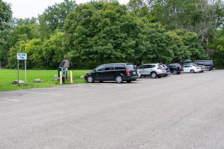 Overflow parking lot at Buttermilk Falls State Park near Ithaca New York