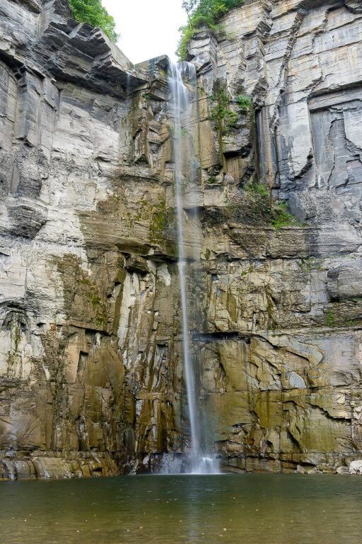 Taughannock Falls waterfall running dry at the end of summer