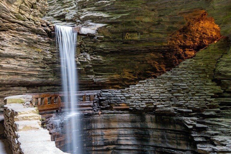 Cavern Cascade and Spiral Tunnel Stunning Gorge trail Watkins Glen State park ny