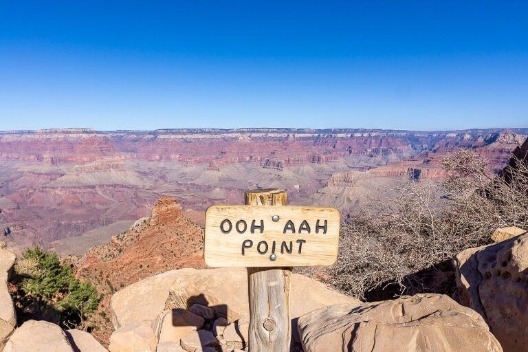 Ooh Aah point is the first major checkpoint on South Kaibab hiking trail from Grand Canyon South Rim continue further to Cedar Ridge or turn back here on a day trip
