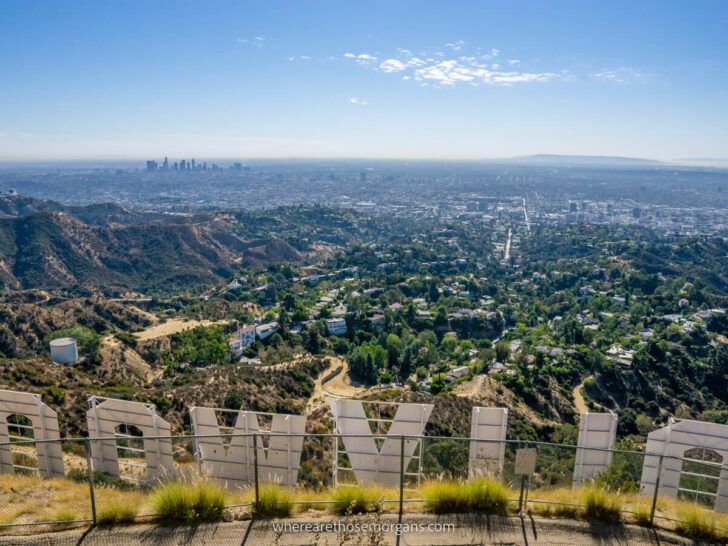 View over Los Angeles from Hollywood Sign at Mt Lee is one of the best things to do on a first visit to LA