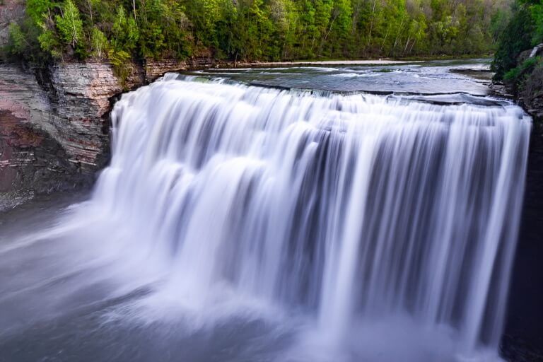 Water falling over rock at Letchworth State Park