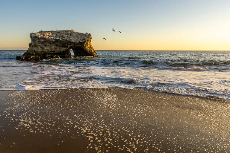 Natural bridges state park near Santa Cruz is the perfect place to watch sunset over California's pacific coast not far from highway 1