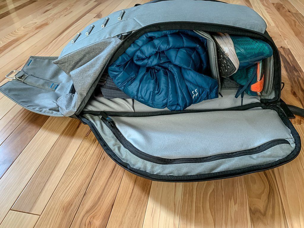 Commuter gym combination fitting inside a bag
