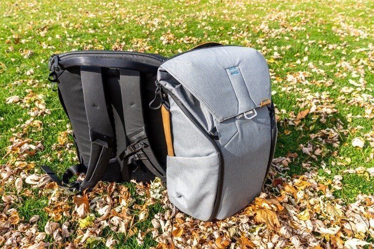 Rigid frame and padded shoulder straps plus back padding on backpack